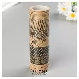 Клейкие Washi-ленты для декора кофейные цвета, 15 мм х 3 м (Набор 7 шт) рисовая бумага