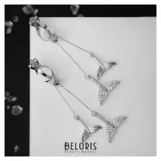 Клипсы "Чувства" китовый хвост, цвет белый в серебре