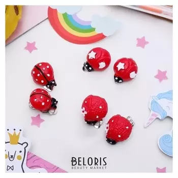 Клипсы детские "Выбражулька" божья коровка с узорами, цвет красно-белый, форма