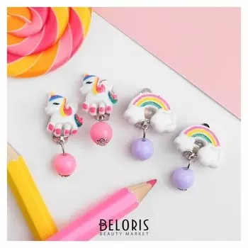 Клипсы детские "Выбражулька" единороги и радуга, форма