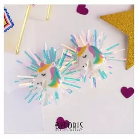 Клипсы детские "Выбражулька" единорожки в мишуре, цветные