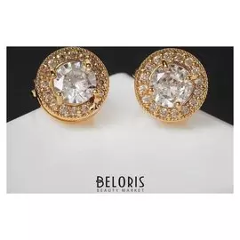 Клипсы "Элегант" кристалл, цвет белый в золоте