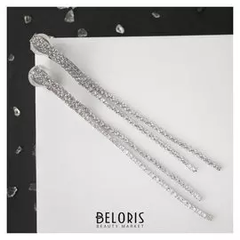 Клипсы "Лёд" двойная сплошная, цвет белый в серебре