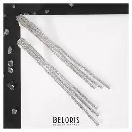 Клипсы "Лёд" тройная сплошная, цвет белый в серебре