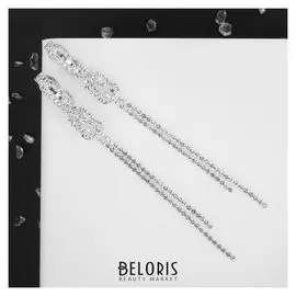 Клипсы "Узел" из двух нитей, цвет белый в серебре