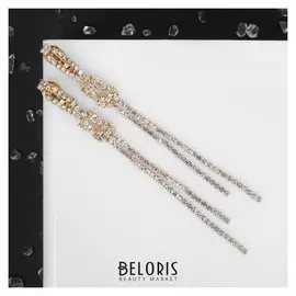 Клипсы "Узел" из двух нитей, цвет белый в золоте