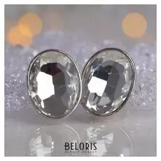 Клипсы "Вечеринка" овалы, цвет белый в серебре