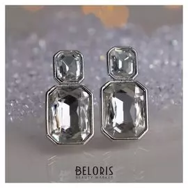 Клипсы "Вечеринка" ромбы, цвет белый в серебре