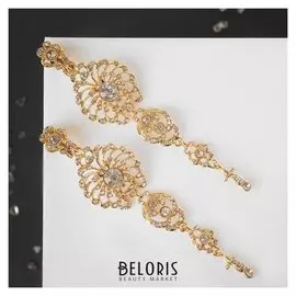 Клипсы "Волшебный век" салют, цвет белый в золоте