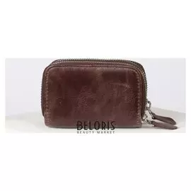 Ключница, 4 карабина, кольцо, отдел для монет на молниях, цвет коричневый