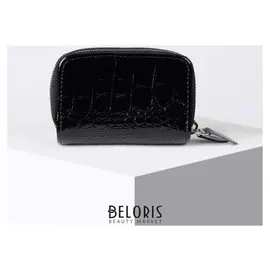 Ключница, 4 карабина, кольцо, отдел для монет на молниях, цвет чёрный