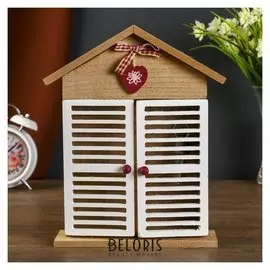 Ключница 6 крючков "Домик со ставнями" 27х22,5х6 см