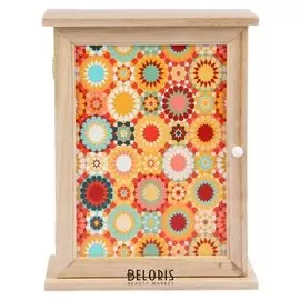 Ключница 6 крючков Яркие цветы 30х22х8 см