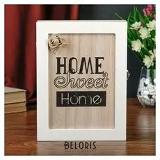 Ключница дерево 6 крючков "Дом, милый дом. роза" 26х19,5х5,5 см