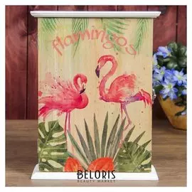 Ключница 6 крючков Два фламинго 28х21х7 см