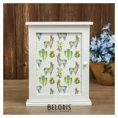 Ключница 6 крючков Ламы и кактусы 28х22х6,5 см