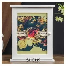 Ключница дерево 6 крючков "Миллион роз" белая 28х22х6,5 см