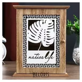 Ключница 6 крючков Пальмовый лист и греческий узор 25,5х20,5х6,5 см