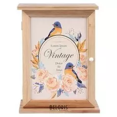 Ключница дерево 6 крючков "Птицы в розовых пионах" 30х22х8 см