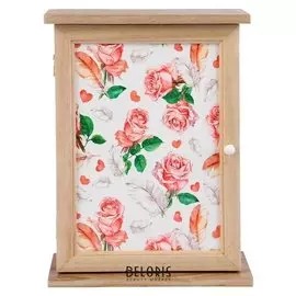 Ключница 6 крючков Розы и перья 30х22х8 см