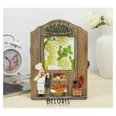 Ключница 6 крючков с фоторамкой 10х11,5 см Повар с меню 24,5х17х5 см