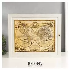 Ключница "Карта" выбеленный дуб 26х31х6см