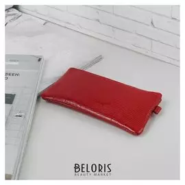 Ключница на молнии, 2 кольца, игуана, цвет красный