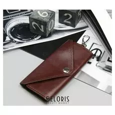 Ключница, отдел на клапане, карабин, цвет коричневый