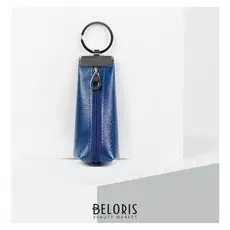 Ключница, отдел на молнии, 2 кольца внутри, цвет синий
