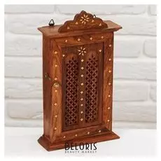 Ключница "Резные узоры с сердечками" дерево 6х16х24 см