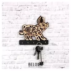 Ключница "Символ года 2021. Бык ажурный", 5 крючков металлических, белая, 14×14 см