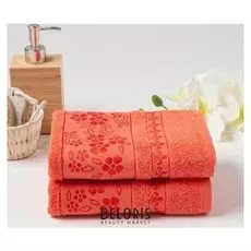 КМП в коробке Elara 50х90см-2 шт, коралл, хлопок 100%, 400г/м2