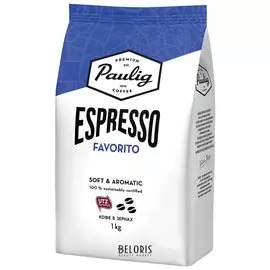 Кофе в зернах Paulig (Паулиг) "Espresso Favorito", натуральный, 1 кг, вакуумная упаковка, 16297