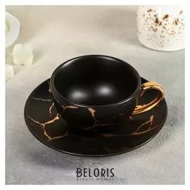 Кофейная пара «Марбл», 120 мл, блюдце 15 см, цвет чёрный
