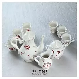 Кофейный набор 9 предметов "Орфей" винтаж, коричневый 1 л/ 0,5 л/ 0,25 л/0,1л