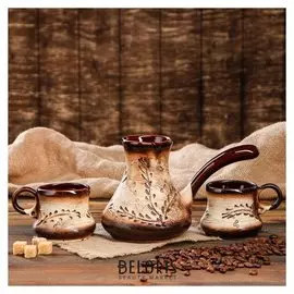 Кофейный набор "Верба", 3 предмета: турка 0.6 л, чашка 0.2 л