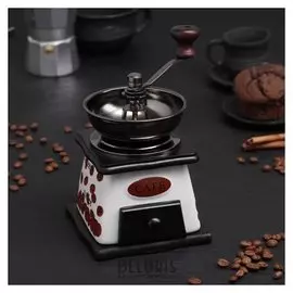 Кофемолка с ручкой «Кофейные зерна», 9,5×16 см, цвет тёмное дерево