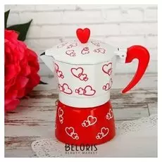 Кофеварка гейзерная «Сердца», на 3 чашки