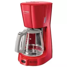 Кофеварка капельная BOSCH TKA3A034, 1100 Вт, объем 1,25 л, подогрев, красная