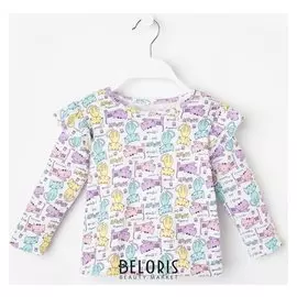 Кофточка, цвет белый/коты, рост 68 см