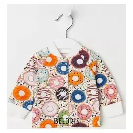 Кофточка детская, цвет белый/пончики, рост 62 см