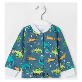 Кофточка детская, цвет бирюзовый/дино, рост 74 см