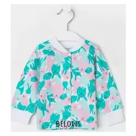 Кофточка детская, цвет розовый/голубой зайки, рост 56 см