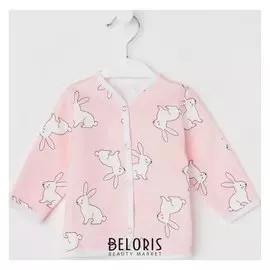 Кофточка детская на кнопках, цвет розовый/заяц, рост 74 см
