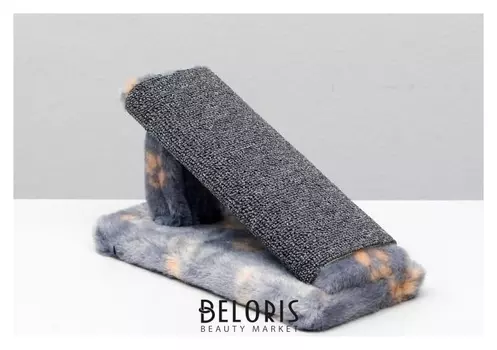 Когтеточка "Горка" мини-версия, 29 х 14 х 14 см, ковролин, серая с лапками