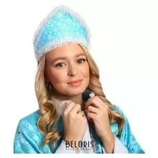 Кокошник "Блеск", цвет темно-голубой на ленте