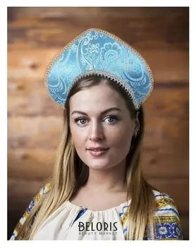 Кокошник "Гламур", цвет голубой