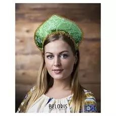 Кокошник "Гламур", цвет зелёный