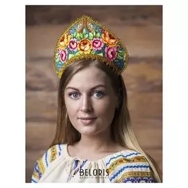 Кокошник "Радость" на бирюзовом плм-2