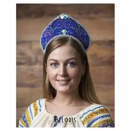 Кокошник "Радость" на синем, виды